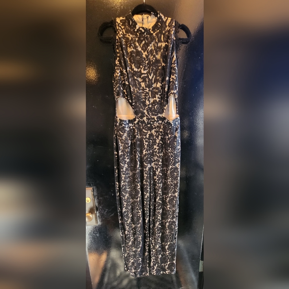 Missguided Black and Cream Lace Jumpsuit
